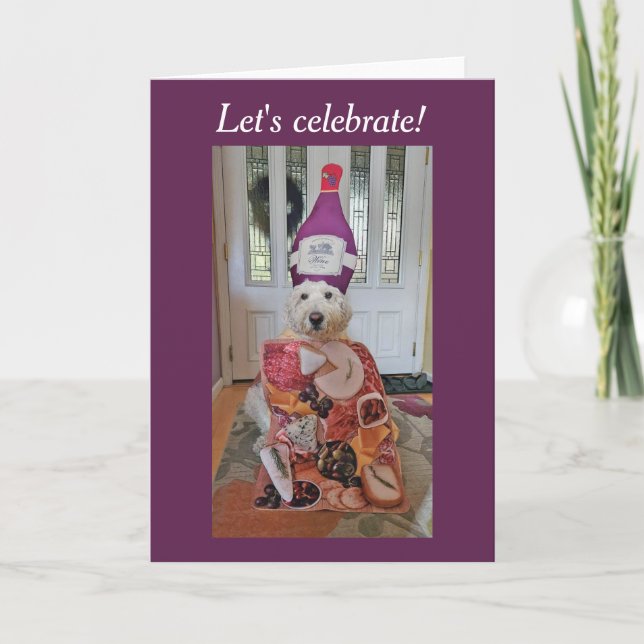 Carte Célébration du vin et du fromage de chien Goldendo (Devant)