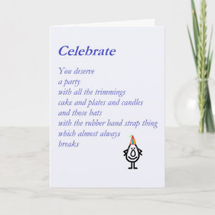 Carte Célébrez - un poème d'anniversaire amusant
