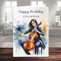 Celliste à l'aquarelle personnalisée Musicien Joye