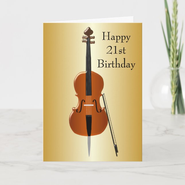 Carte Cello Design Personnalisé 21e anniversaire (Devant)