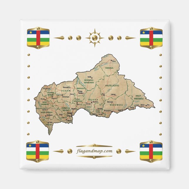 Carte Centrafrique + Magnet des drapeaux (Devant)