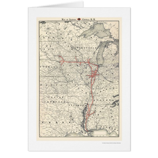 Carte centrale 1892 de chemin de fer de l'Illinois (Devant)