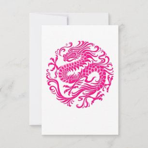 Carte Cercle de dragon chinois rose traditionnel