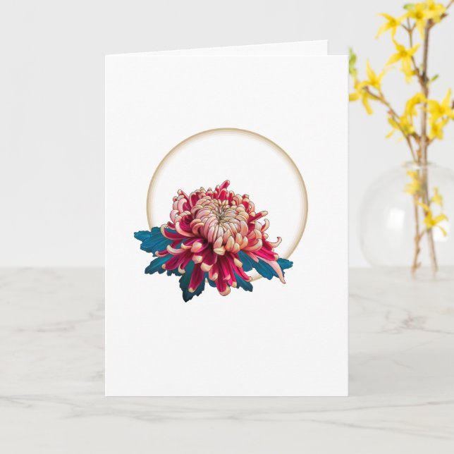 Carte Cercle rouge et jaune de chrysanthème blanc (Fleur jaune)