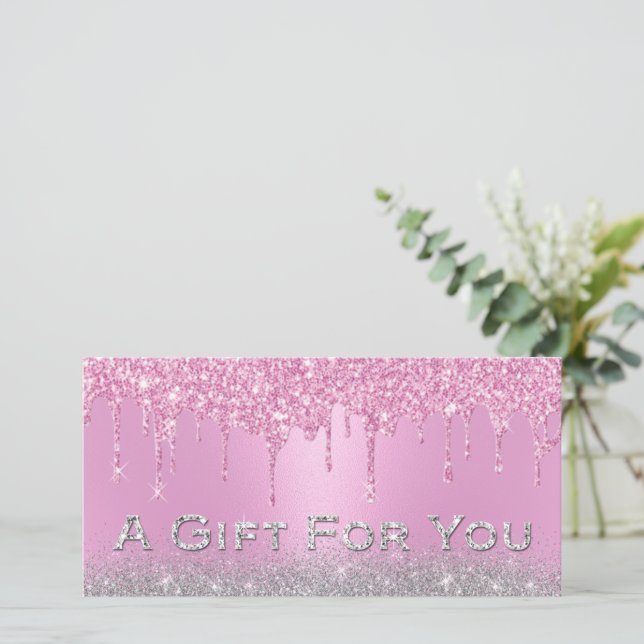 Carte Cercles roses Parties scintillant d'argent Certifi (Debout devant)