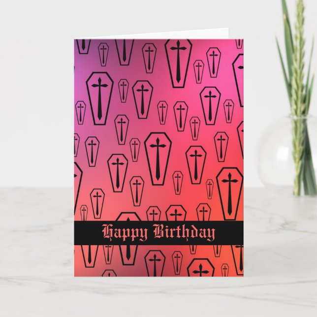 Carte Cercueils gothiques colorés Joyeux anniversaire (Devant)