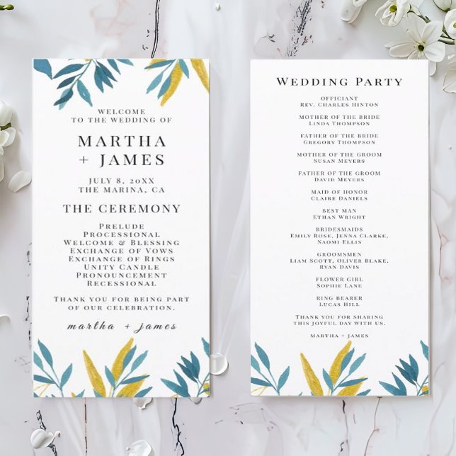Carte Cérémonie de Mariage de la Botanique Bleue et prog (Créateur téléchargé)
