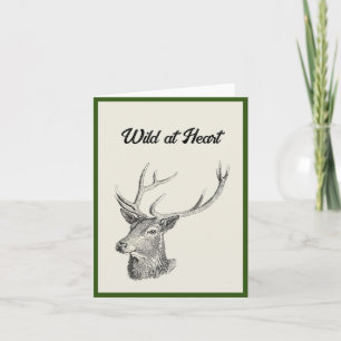 Carte Cerf Buck Head avec Antlers Black and White Art