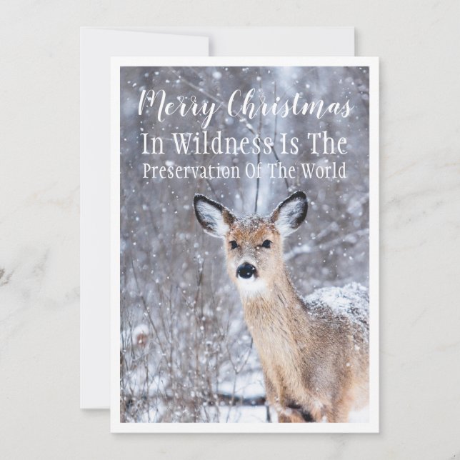 Carte Cerf en hiver Forêts de neige Salutation de Noël (Devant)