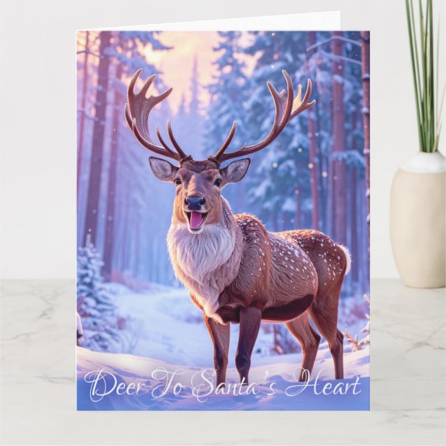 Carte Cerf Pour le Cœur du Père Noël - Renne (Devant)