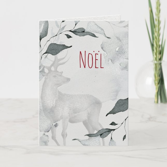 Carte Cerf rustique à l'aquarelle pacifique (Devant)