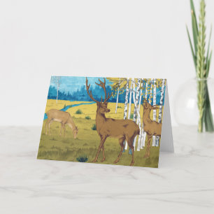 Carte Cerf Vintage avec Arbres 1897 Illustration de Livr