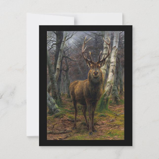 Carte Cerf vintage rustique chasseur   (Devant)