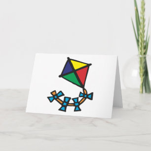 Carte Cerf-volant géométrique coloré avec queue en ruban