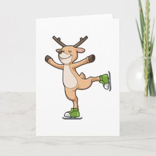 Carte Cerfs au patinage sur glace avec patins à glace
