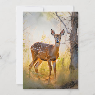 Carte Cerfs Élégants dans la Forêt Dessin Naturel