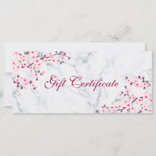 Carte Cerisier Fleurs rose Gris Marbre Certificat cadeau