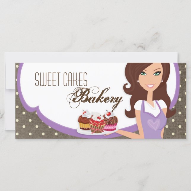 Carte Certificat cadeau 4"x9" Brunette Baker Cup Cakes (Devant)