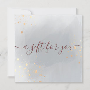 Carte Certificat Cadeau Aquarelle Gris avec Éclaboussure