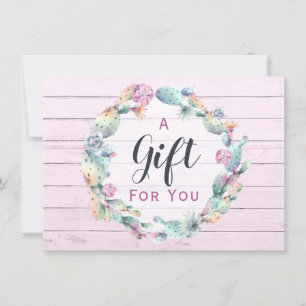 Carte Certificat cadeau Aquarelle Succulent Cactus Boho
