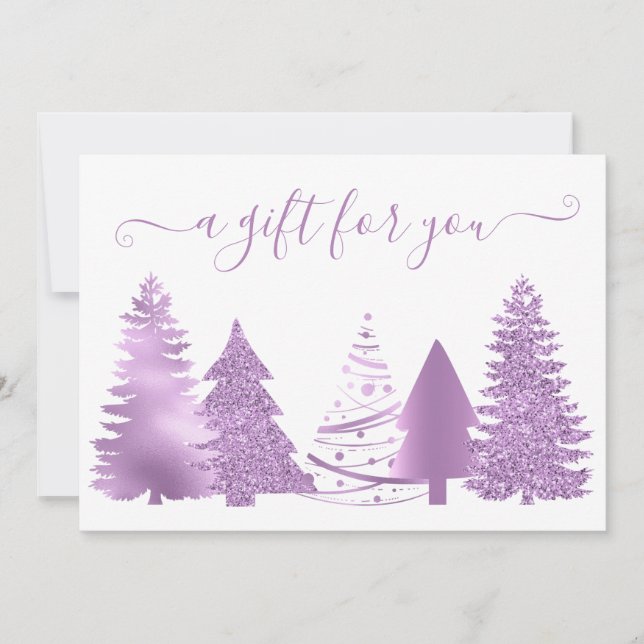 Carte Certificat cadeau Arbre de Noël pourpre (Devant)