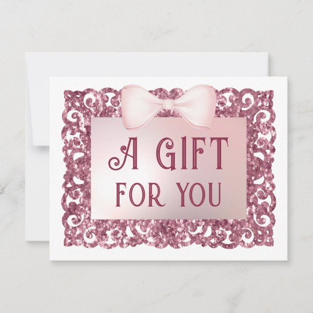 Carte Certificat cadeau arc cadre parties scintillant ro (Devant)