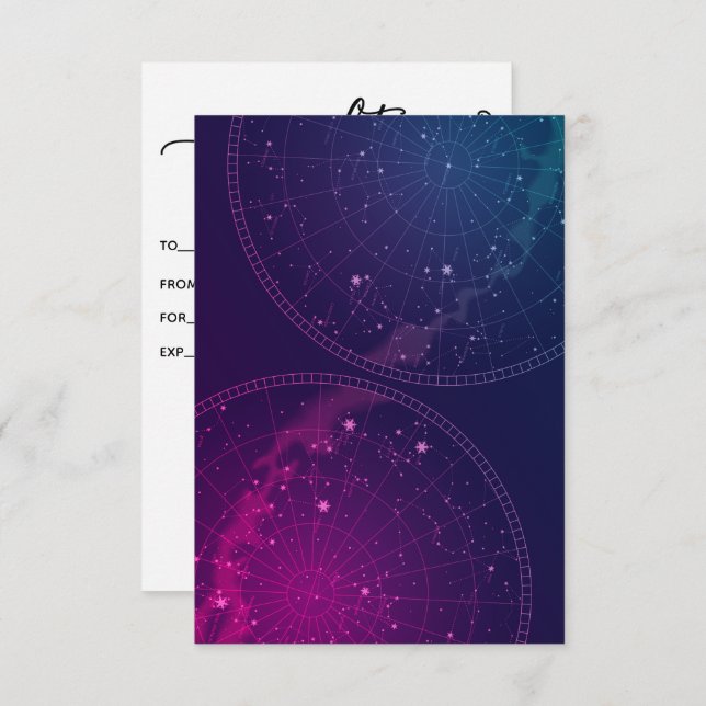 Carte Certificat cadeau Astrologie Graphique Constellati (Devant / Derrière)