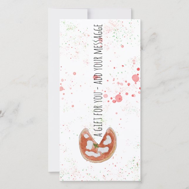 Carte Certificat cadeau avec pizza aquarelle (Devant)
