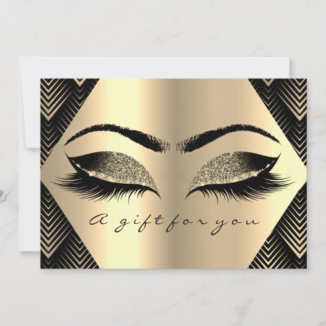 Carte Certificat cadeau Black Gold Lashes Maquillage Art (Devant)