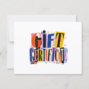 Carte Certificat-cadeau blanc coloré pour entreprise