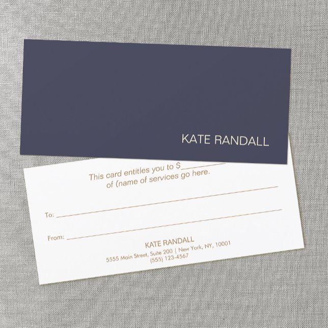 Carte Certificat cadeau bleu de la Marine (Créateur téléchargé)
