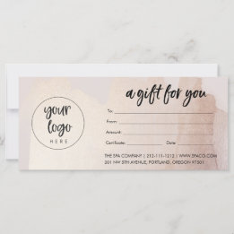 Carte Certificat cadeau Blush Gold Business avec logo