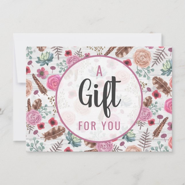 Carte Certificat Cadeau Bohème Chic Flèche en Plume Rust (Devant)