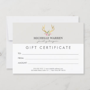 Carte Certificat cadeau Bohemian Gold Antlers II