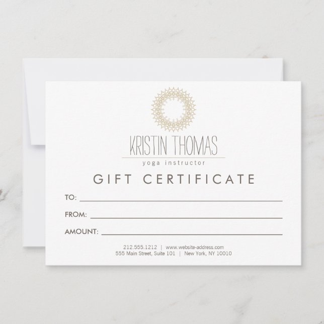 Carte Certificat cadeau Bohemian Gold Sun Mandala (Devant)