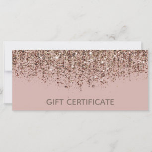 Carte Certificat Cadeau Bronze Or Taupe Pailleté Rose