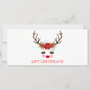 Carte Certificat Cadeau Cerf au Yeux Dorés Joues Roses
