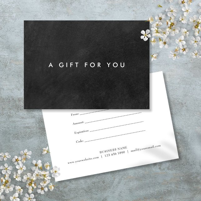 Carte Certificat cadeau Chalkboard moderne simple (Simple Modern Chalkboard Gift Certificate)