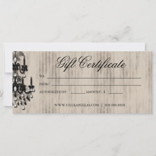 Carte Certificat cadeau Chandelier ongle salon de coiffu