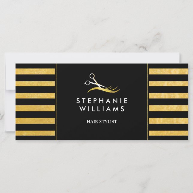 Carte Certificat cadeau Chic Gold et Black Hair Salon (Devant)