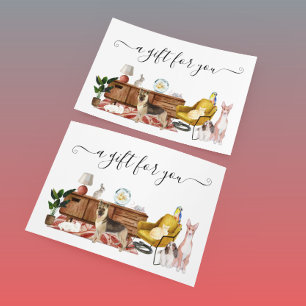 Carte Certificat cadeau Chien Chat Animaux de compagnie 