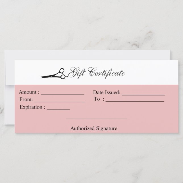 Carte Certificat cadeau ciseaux (Devant)