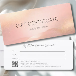 Carte Certificat Cadeau Code QR Dégradé de Teinte Dorée