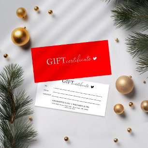 Carte Certificat cadeau commercial Logo spécifique au cl