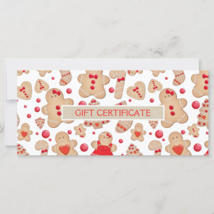 Carte Certificat Cadeau Cookies Bonhomme en Pain d'Épice