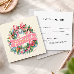 Carte Certificat-cadeau Couronne de Noël Rétro Disco