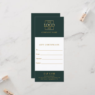Carte Certificat cadeau d'affaires chic moderne avec log