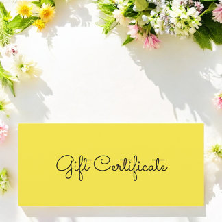 Carte Certificat cadeau d'affaires de beauté simple jaun