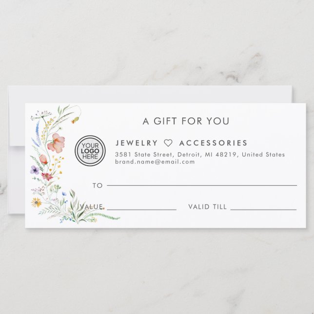 Carte Certificat cadeau d'affaires de la Boutique de sal (Devant)