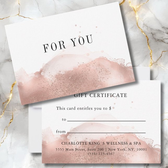CARTE CERTIFICAT CADEAU D'AFFAIRES MODERNE (BUSINESS GIFT CERTIFICATE| for you, modern & Trends. Perfect for Beauty, Nails, Lashes, Make-up Arti)